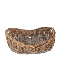 Dibor Traditional Style Hobas Two Tone Boat Fireplace Log Storage Basket - Large in Natural - thumbnail 2