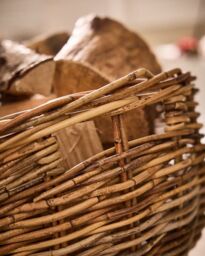 Dibor Traditional Style Hobas Two Tone Boat Fireplace Log Storage Basket - Large in Natural - thumbnail 5