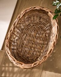 Dibor Traditional Style Hobas Two Tone Boat Fireplace Log Storage Basket - Large in Natural - thumbnail 3