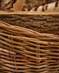 Dibor Traditional Style Hobas Two Tone Boat Fireplace Log Storage Basket - Large in Natural - thumbnail 4