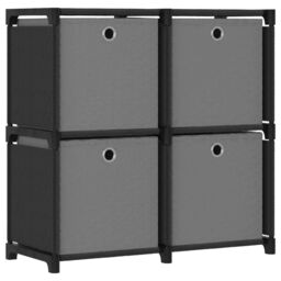 Berkfield Home 4-Cube Display Shelf with Boxes Black 69x30x72.5 cm Fabric - thumbnail 1