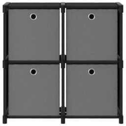 Berkfield Home 4-Cube Display Shelf with Boxes Black 69x30x72.5 cm Fabric - thumbnail 2