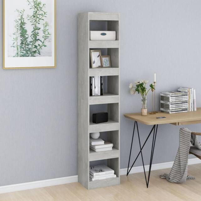 Berkfield Home Classic Book Cabinet/Room Divider Concrete Grey 40x30x198 cm - Size: 40 x 30 x 198 cm - image 1