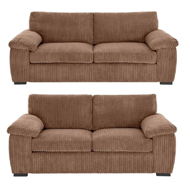 LUXURY LIFE Amalfi Collingdale Jumbo Cord Fabric Sofa Set in Light Brown - image 1