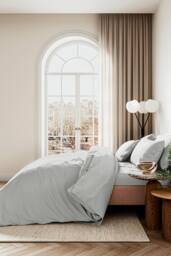 1951 'Luxury 400 Thread Count' Cotton Sateen Fitted Sheet in Silver - Size: King Fitted - thumbnail 2