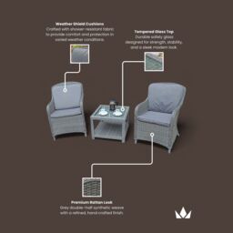 Royalcraft Paris 2 Seater Imperial Companion Set in Grey - thumbnail 9