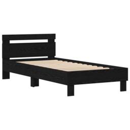 Berkfield Home Modern Bed Frame with LED Lights Black Oak 90x190 cm Engineered Wood - thumbnail 4
