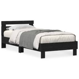 Berkfield Home Modern Bed Frame with LED Lights Black Oak 90x190 cm Engineered Wood - thumbnail 3