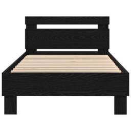 Berkfield Home Modern Bed Frame with LED Lights Black Oak 90x190 cm Engineered Wood - thumbnail 5