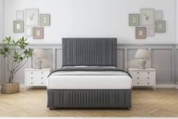 "Comfort Beds The Foxy Coniston Divan Set 2 Drawers-26"" Headboard-Footboard in Dark Grey - Size: King" - thumbnail 1