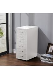 Living and Home 6 Drawers Vertical File Cabinet with Wheels in White - thumbnail 2