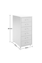 Living and Home 6 Drawers Vertical File Cabinet with Wheels in White - thumbnail 3