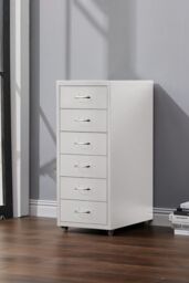 Living and Home 6 Drawers Vertical File Cabinet with Wheels in White - thumbnail 1