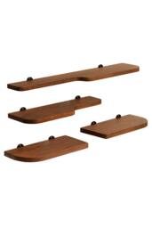 MH London Set of 4 Wall Mounted Shelves, Floating Display Shelf & Storage Shelves in Solid Mango Wood - Dale in Walnut - thumbnail 4