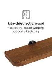 MH London Set of 4 Wall Mounted Shelves, Floating Display Shelf & Storage Shelves in Solid Mango Wood - Dale in Walnut - thumbnail 5