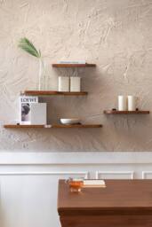 MH London Set of 4 Wall Mounted Shelves, Floating Display Shelf & Storage Shelves in Solid Mango Wood - Dale in Walnut - thumbnail 2