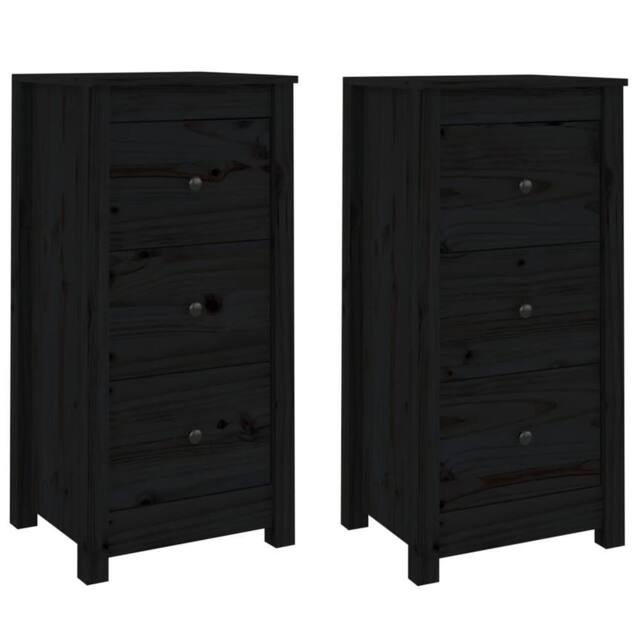 Berkfield Home Sideboards 2 pcs Black 40x35x80 cm Solid Wood Pine - Size: 40 x 35 x 80 cm - image 1
