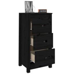 Berkfield Home Sideboards 2 pcs Black 40x35x80 cm Solid Wood Pine - Size: 40 x 35 x 80 cm - thumbnail 4
