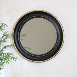 Melody Maison Round Black & Gold Wall Mirror 90cm X 90cm - Size: 90 cm X 90 cm - thumbnail 2