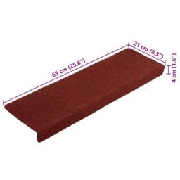 Berkfield Home Stair Mats 10 pcs Bordeaux Red 65x21x4 cm Needle Punch - Size: Medium - thumbnail 8