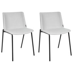 Wyld and Coco Set of 2 Light Grey Polyester Dining Chairs Powder Coat Metal Legs - thumbnail 2