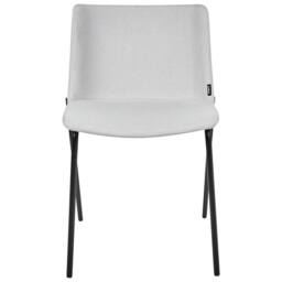 Wyld and Coco Set of 2 Light Grey Polyester Dining Chairs Powder Coat Metal Legs - thumbnail 3
