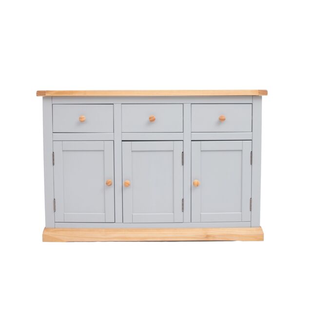 Cabinet Bits Bomporto Light Grey 3 Drawer 3 Door Sideboard Wood Knob - image 1