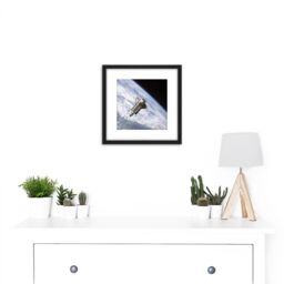 Artery8 Space NASA Shuttle Atlantis Over Earth Photo 8X8 Inch Square Wooden Framed Wall Art Print Picture with Mount in Black - thumbnail 2
