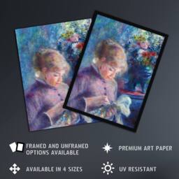 "Artery8 Young Woman Sewing Renoir Vintage Wall Art Print Poster in Blue - Size: W12"" x H16""" - thumbnail 2