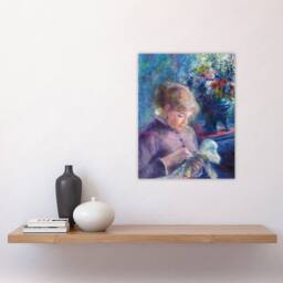 "Artery8 Young Woman Sewing Renoir Vintage Wall Art Print Poster in Blue - Size: W12"" x H16""" - thumbnail 4