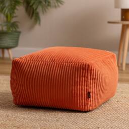 icon Amara Square Bean Bag Footstool, Corduroy in Terracotta