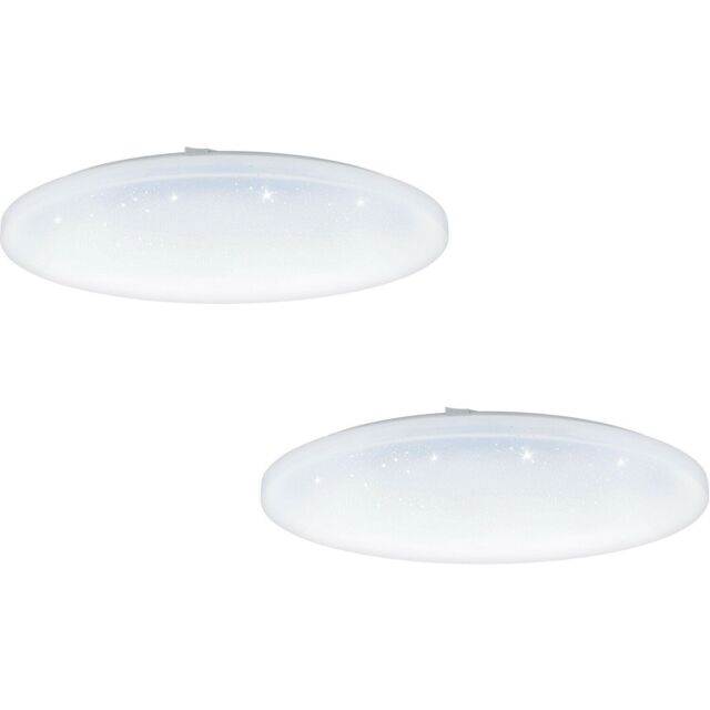 Loops 2 PACK Wall Flush Ceiling Light White Shade White Plastic Crystal Effect LED - image 1