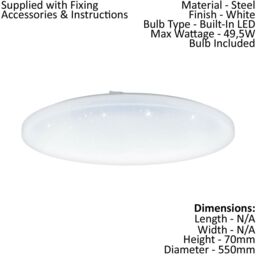 Loops 2 PACK Wall Flush Ceiling Light White Shade White Plastic Crystal Effect LED - thumbnail 2