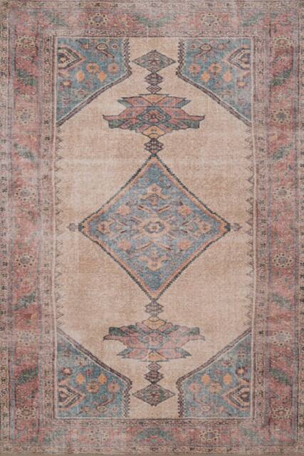 Kukoon Distressed Beige Soft Washable & Liquid Repellent Living Room Area Rug in Light Sand - Size: 80 cm x 300 cm - image 1