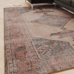 Kukoon Distressed Beige Soft Washable & Liquid Repellent Living Room Area Rug in Light Sand - Size: 80 cm x 300 cm - thumbnail 6