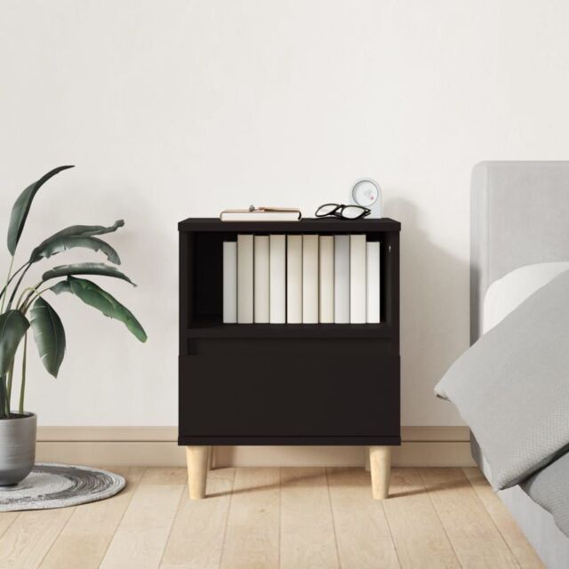 Berkfield Home Bedside Cabinet Black 40x35x50 cm - Size: 40 x 35 x 50 cm - image 1