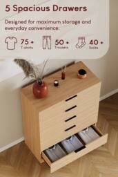 Home Discount Vida Designs Trega 5 Drawer Chest of Drawers Space Saving Bedroom in Light Brown - thumbnail 5