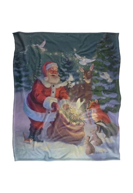 JQ Licensing Lc Christmas Santa Peaceful Gifts Silky Touch Super Soft Throw Blanket 152 X 127 cm in White - image 1
