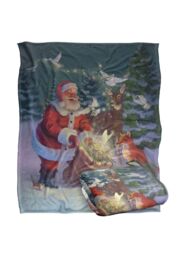 JQ Licensing Lc Christmas Santa Peaceful Gifts Silky Touch Super Soft Throw Blanket 152 X 127 cm in White - thumbnail 2