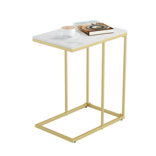 ERGOVEXA Side End Table Over Sofa Bed Table Lazy Storage Stand Solid Firm in Gold - image 1