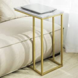 ERGOVEXA Side End Table Over Sofa Bed Table Lazy Storage Stand Solid Firm in Gold - thumbnail 5