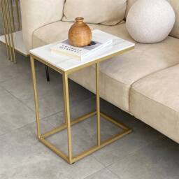 ERGOVEXA Side End Table Over Sofa Bed Table Lazy Storage Stand Solid Firm in Gold - thumbnail 4