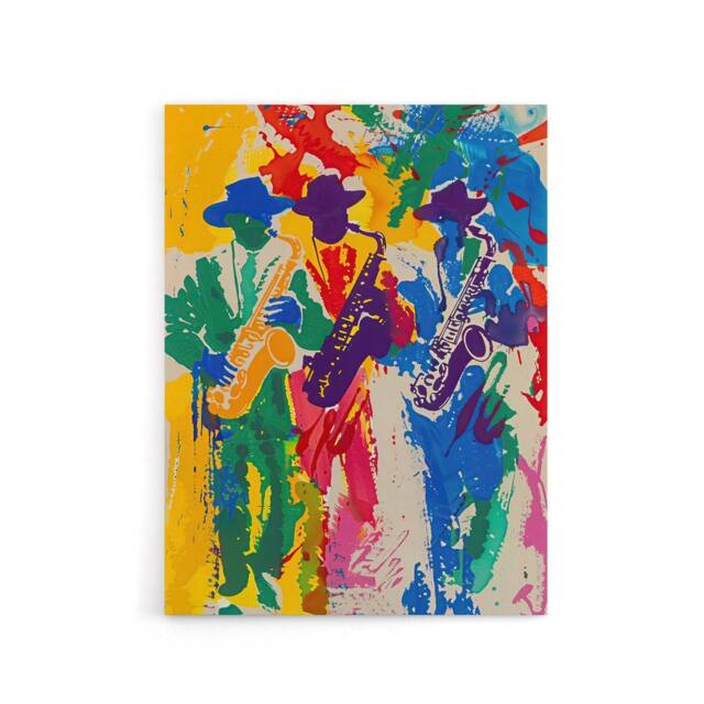 "Artery8 Saxophone Players Jazz Music Fest Canvas Wall Art Print - Size: W18"" x H24""" - image 1