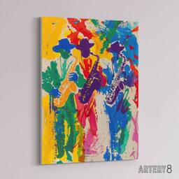 "Artery8 Saxophone Players Jazz Music Fest Canvas Wall Art Print - Size: W18"" x H24""" - thumbnail 2