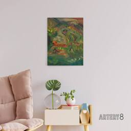 "Artery8 Walking Hunter Huntsman With Dogs Kubincan Canvas Wall Art in Green - Size: W18"" x H24""" - thumbnail 3