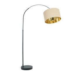 ValueLights Louis Beige & Gold Lamp Shade Black Arched Curved Floor Lamp with Bulb - thumbnail 2