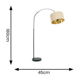 ValueLights Louis Beige & Gold Lamp Shade Black Arched Curved Floor Lamp with Bulb - thumbnail 3