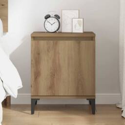 Berkfield Home Artisan Oak Bedside Table Artisan Oak Engineered wood, Metal in Brown - thumbnail 4