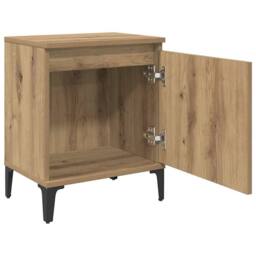 Berkfield Home Artisan Oak Bedside Table Artisan Oak Engineered wood, Metal in Brown - thumbnail 5