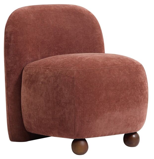 Nordlys Scandinavian Lounge Armchair with Wooden Legs & Fabric in Red - image 1
